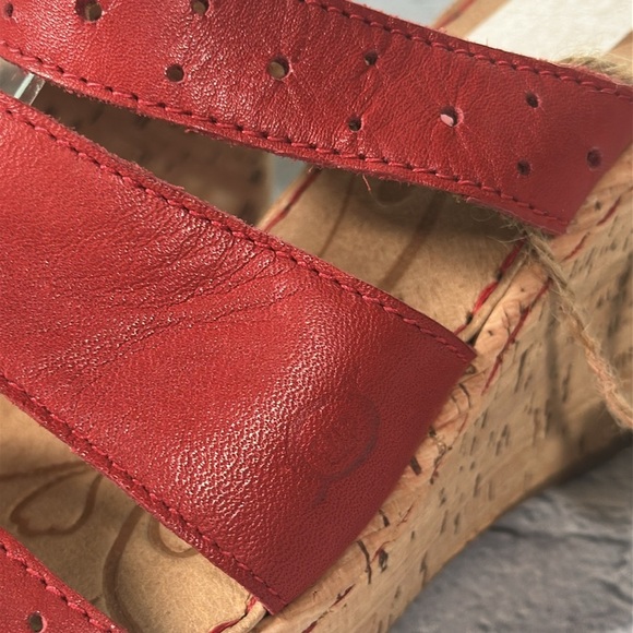 Born Wedge Sandals Women's 9 EU 40.5 Brick Red Leather Cork Wedge Shoes - Picture 16 of 16